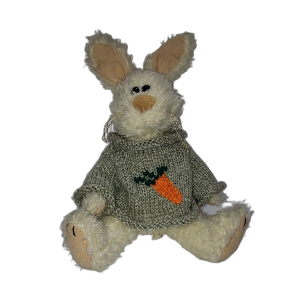 VINTAGE Gibson Easter Bunny Rabbit in Carrot Sweater Stuffed Animal Plush Toy